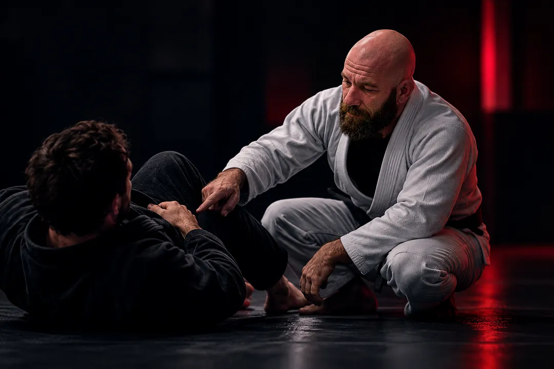 Saul teaching Brazilian Jiu-Jitsu during a private training session.